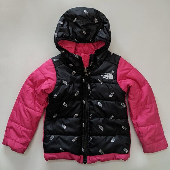 North Face reversible puffer hooded jacket, girl 2T - Picture 1 of 9